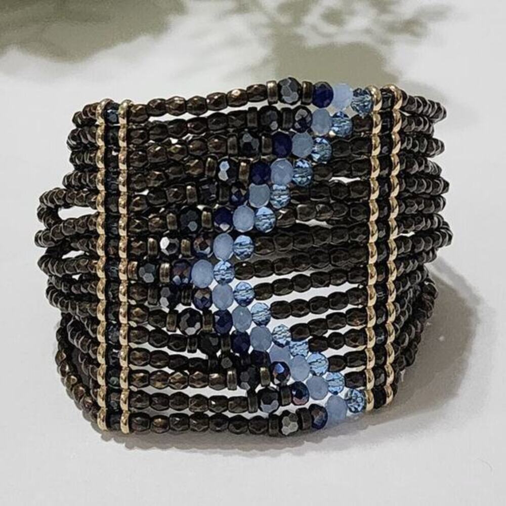 WHBM jeweled boho stretch multi strand‎ statement bracelet
